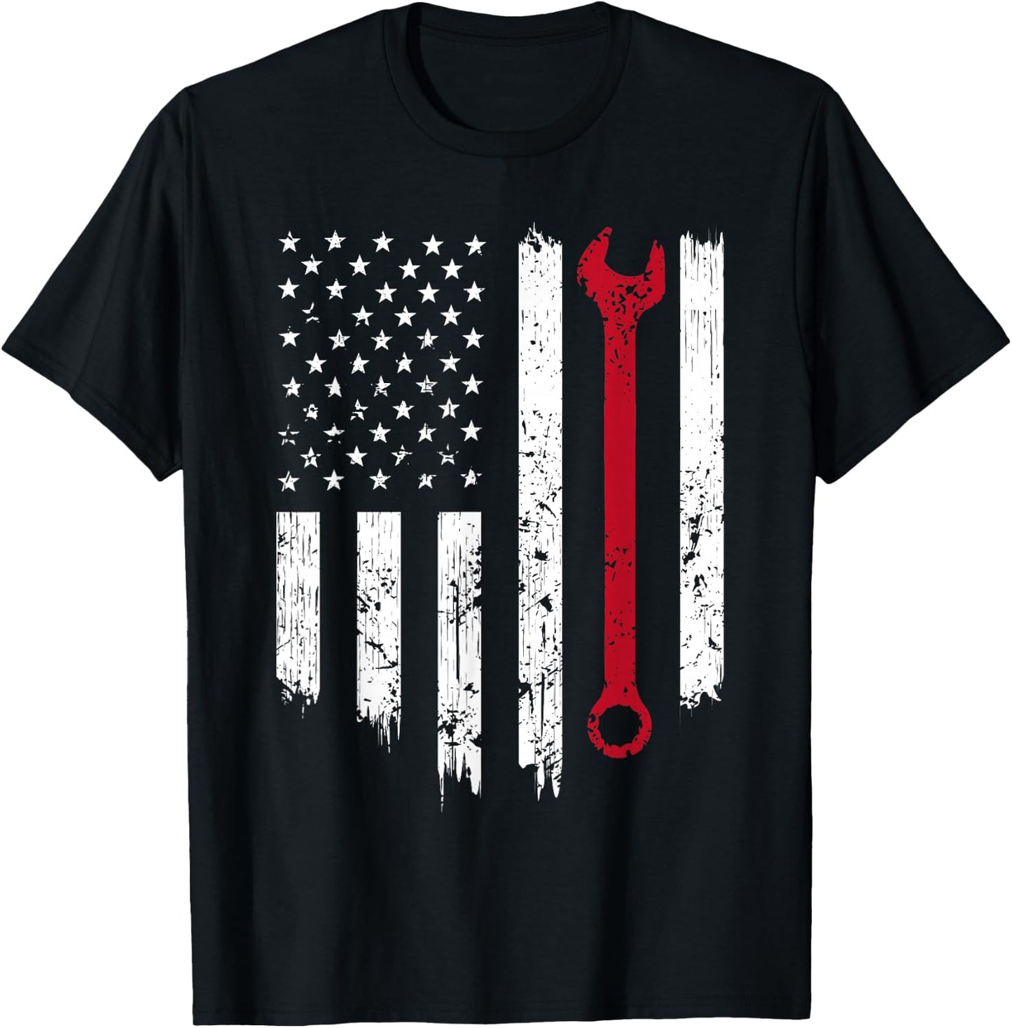 Funny Vintage Mechanic Distressed American Flag Gift Small T-Shirt - T-Shirt | Black