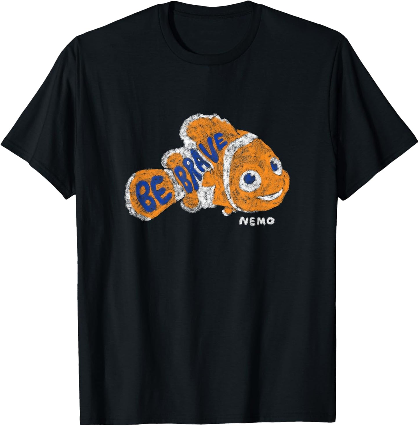 Disney Pixar Finding Nemo Be Brave Nemo Distressed Big Logo T-Shirt - T-Shirt | Black