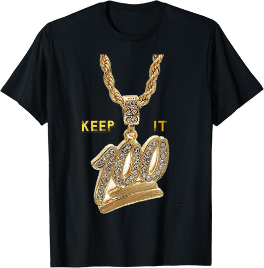 Keep it 100 Keep It Real Hip Hop Rap Music Design T-Shirt - T-Shirt | Black