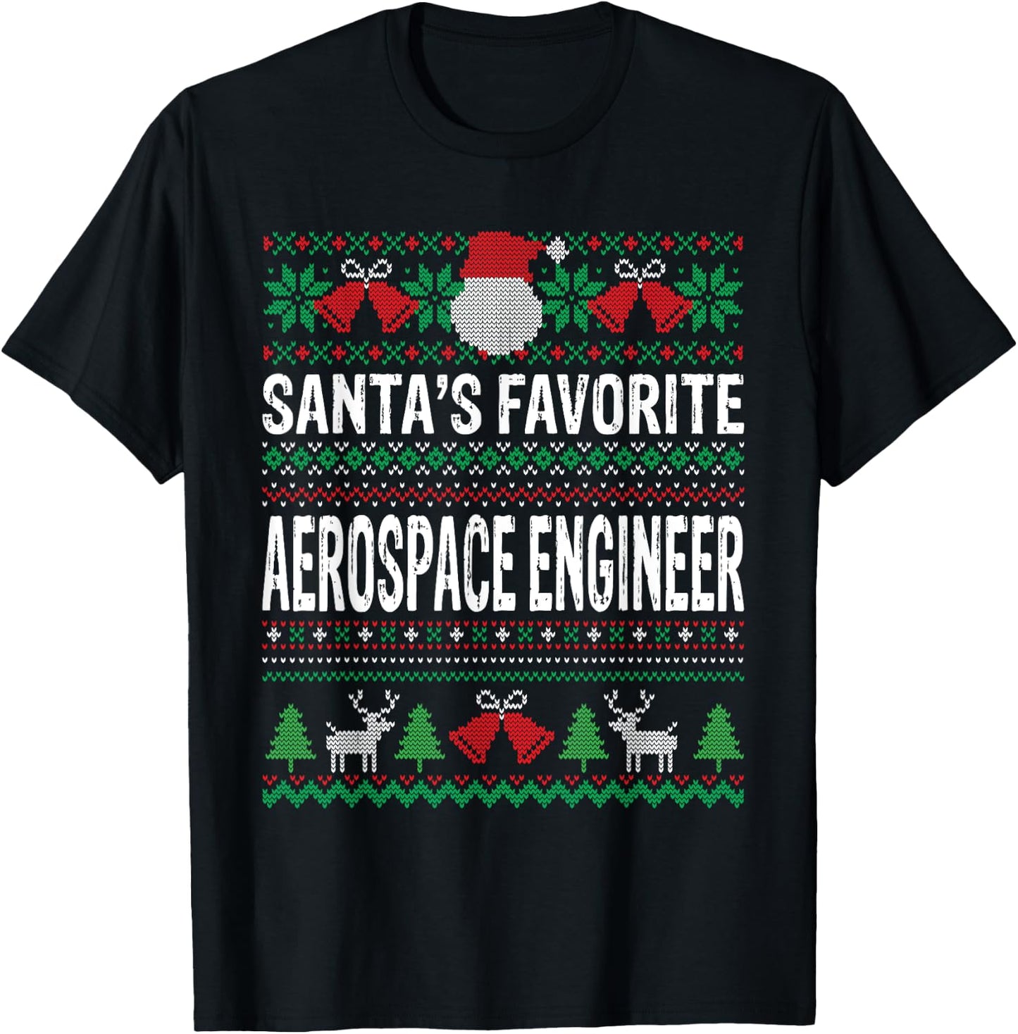Santa's Favorite Aerospace Engineer Xmas T-Shirt - T-Shirt | Black