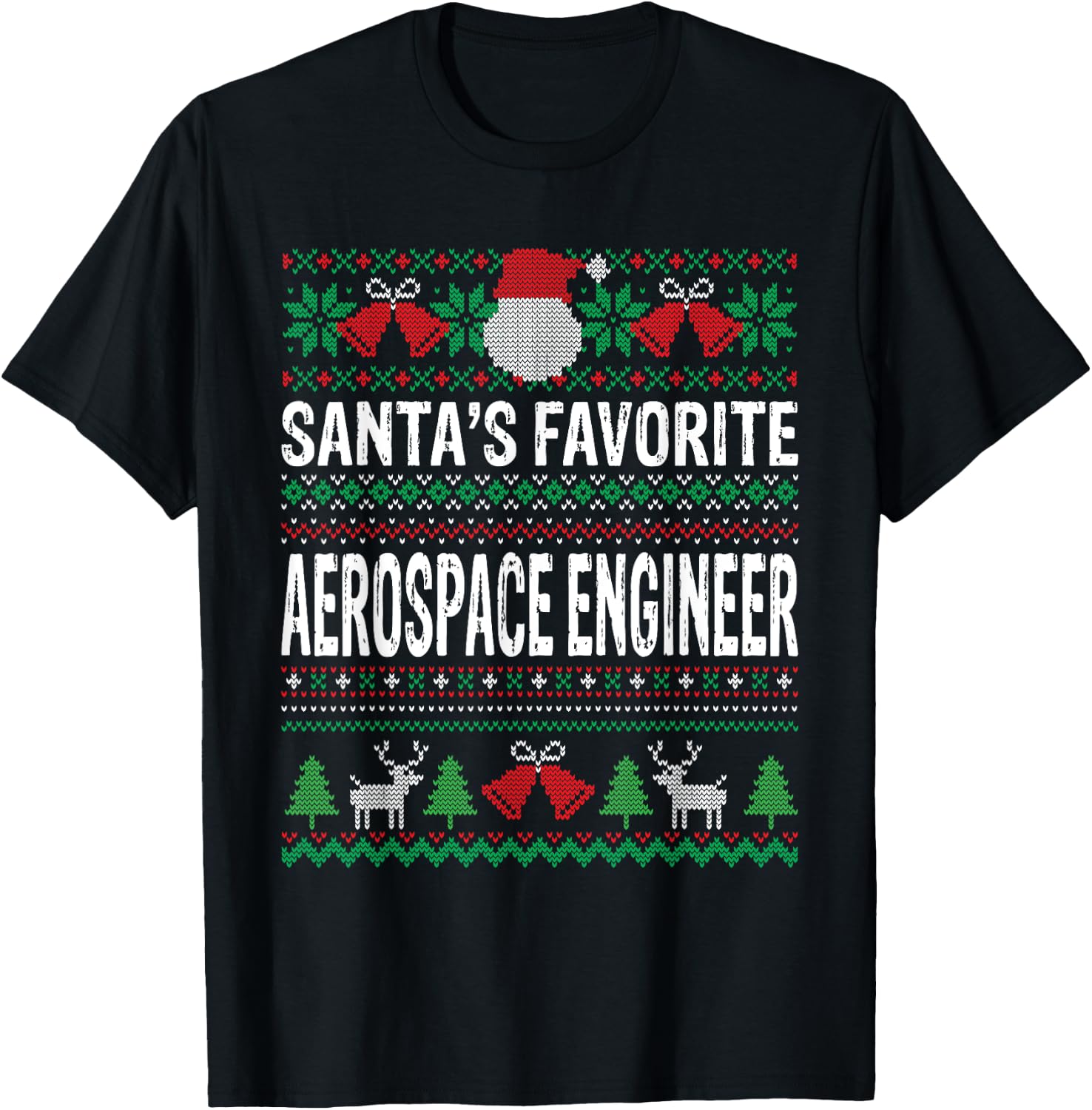 Santa's Favorite Aerospace Engineer Xmas T-Shirt - T-Shirt | Black