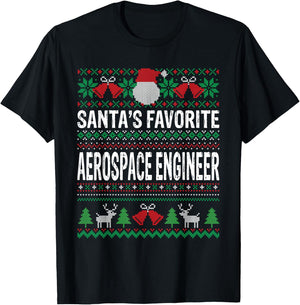 Santa's Favorite Aerospace Engineer Xmas T-Shirt - T-Shirt | Black
