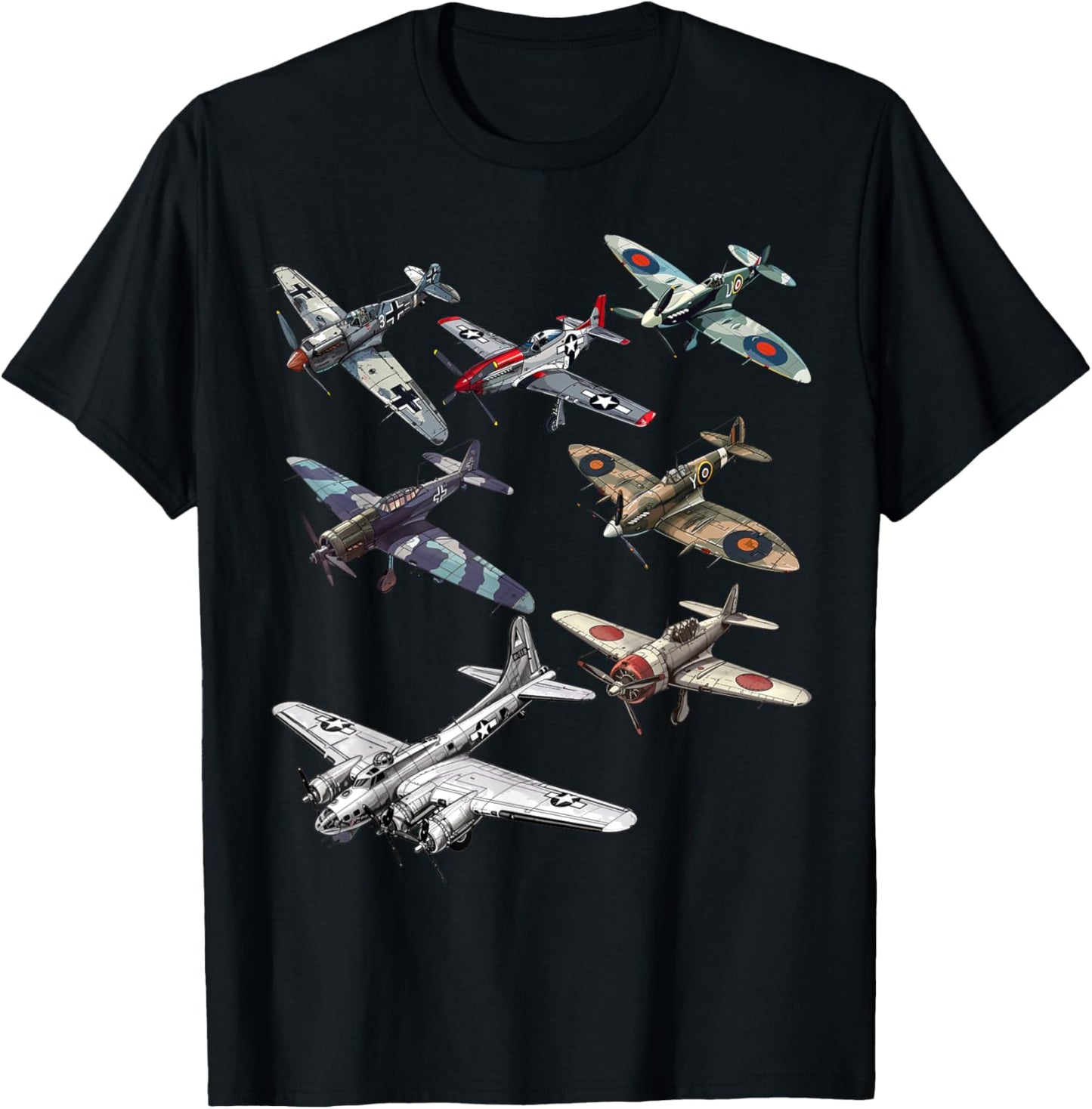 Military F&L Design Co. WW2 Warbirds P51 Messerschmitt B17 P40 Hobbyists , Small, Black T-Shirt - T-Shirt | Black