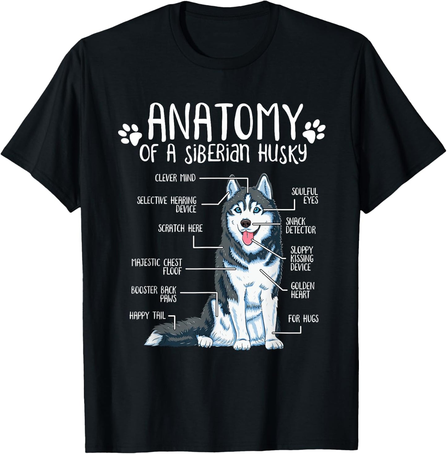Funny Anatomy Siberian Husky Dog Lover Women Girls Kids T-Shirt - T-Shirt | Black