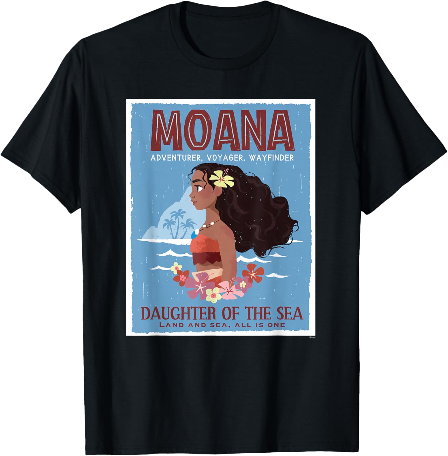 Disney Moana Adventurer Daughter of the Sea Retro Distressed T-Shirt - T-Shirt | Black