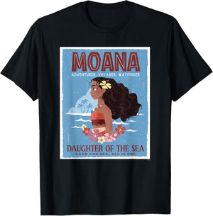 Disney Moana Adventurer Daughter of the Sea Retro Distressed T-Shirt - T-Shirt | Black