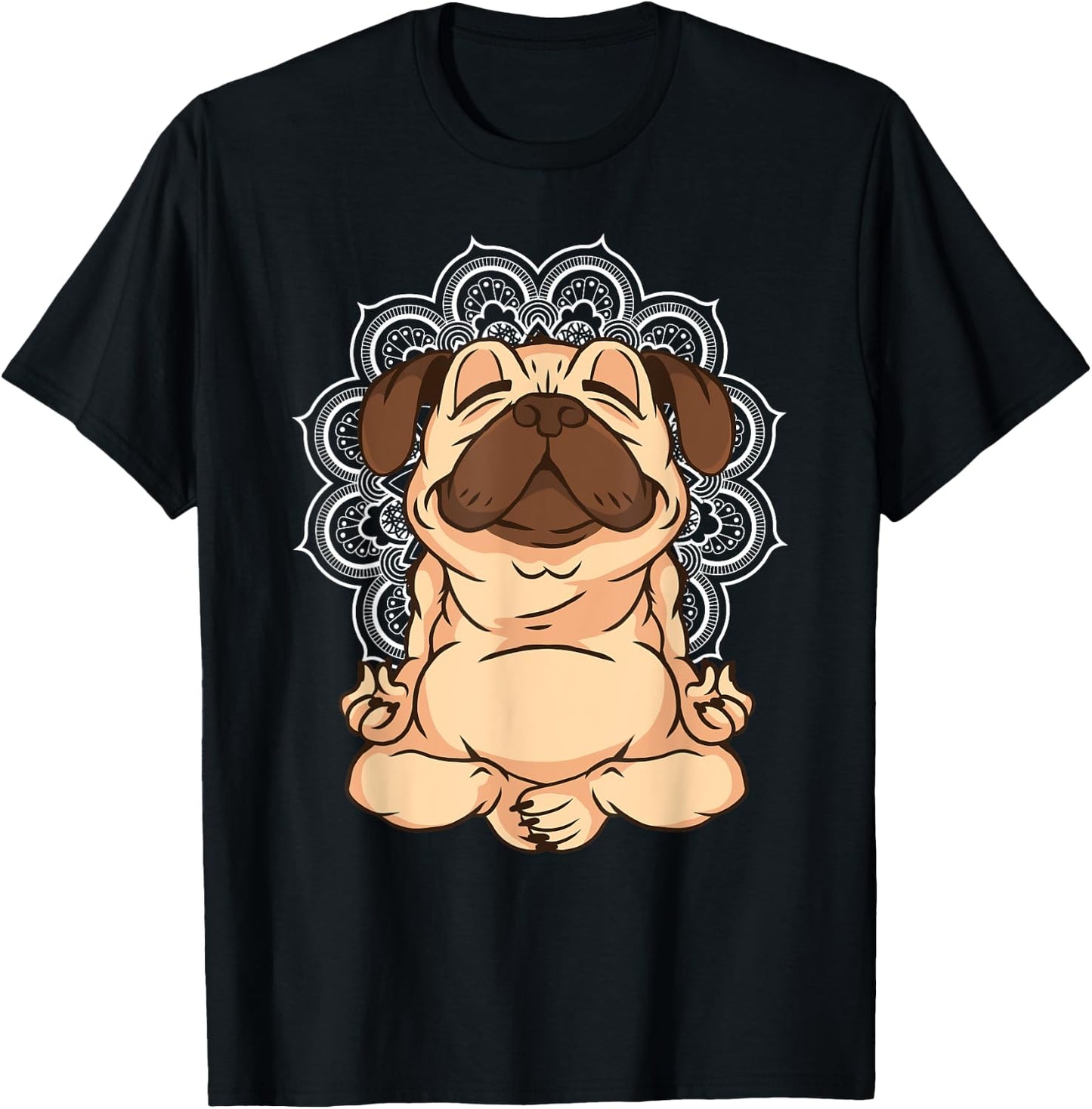 Meditation Pug Dogs Buddha Zen Yoga Teacher Pug Buddhist Women Girls Kids T-Shirt - T-Shirt | Black