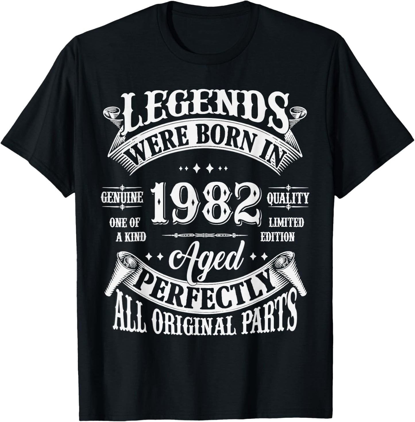 43rd Birthday 43 Years Old Vintage Legends Born In 1982 T-Shirt - T-Shirt | Black