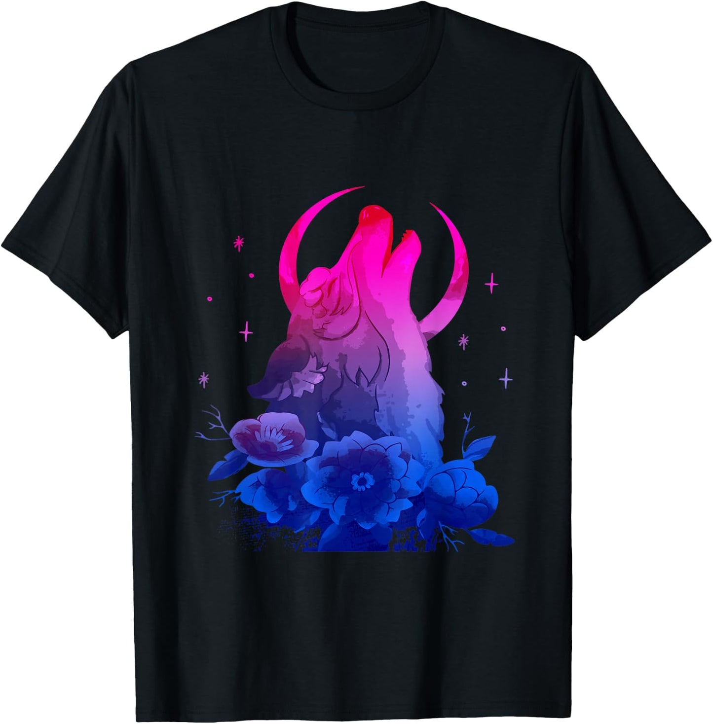 Bi Pride Bisexuality Bisexual Flag Howling Wolf Bisexual T-Shirt - T-Shirt | Black