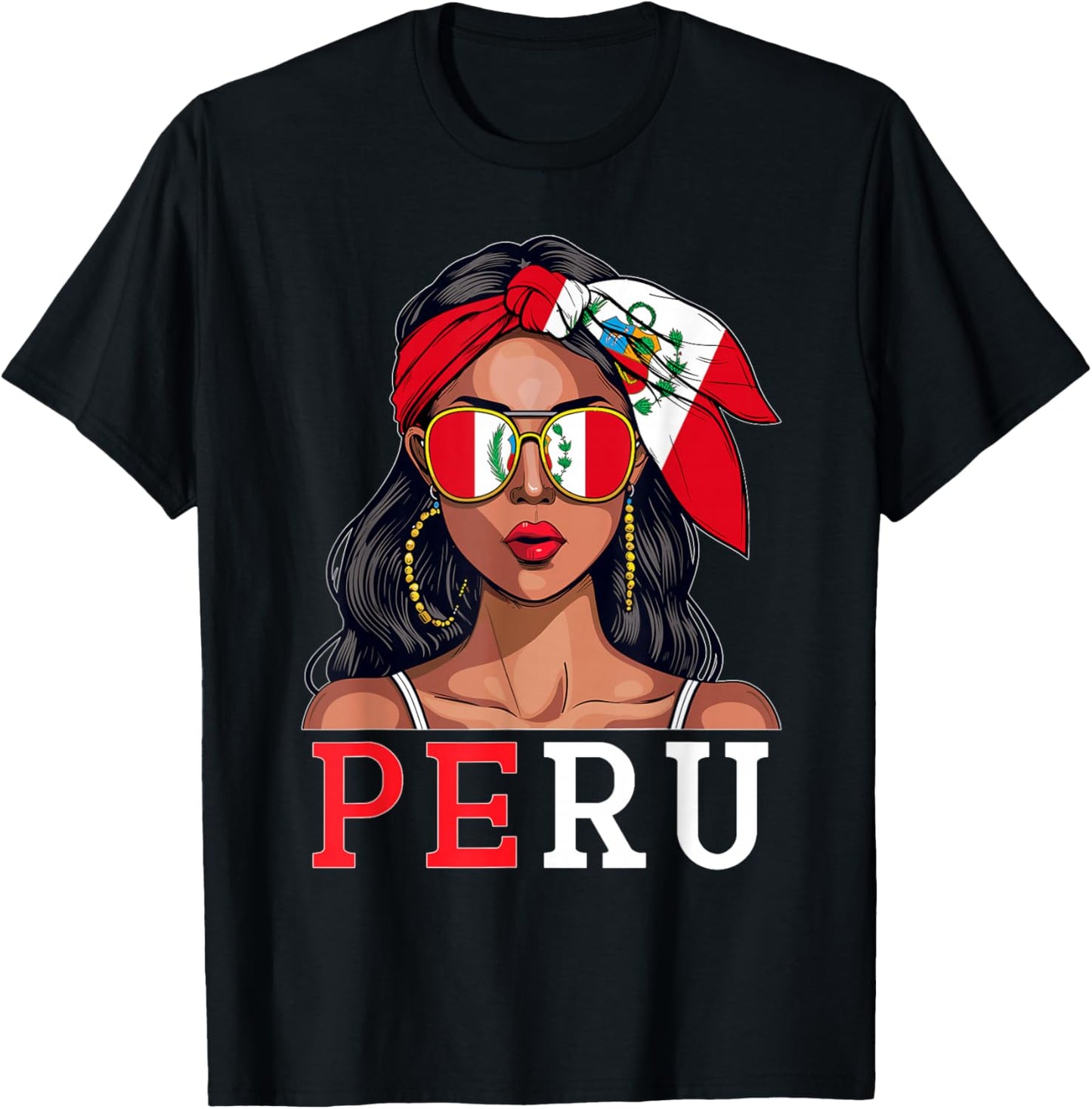 Peruvian Souvenirs Products Woman Flag Roots Peru T-Shirt - T-Shirt | Black
