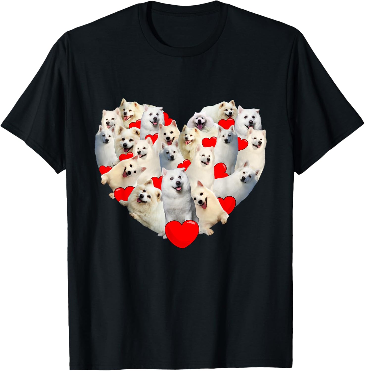 Funny Heart Love American Eskimo Valentine's Day Gift T-Shirt - T-Shirt | Black
