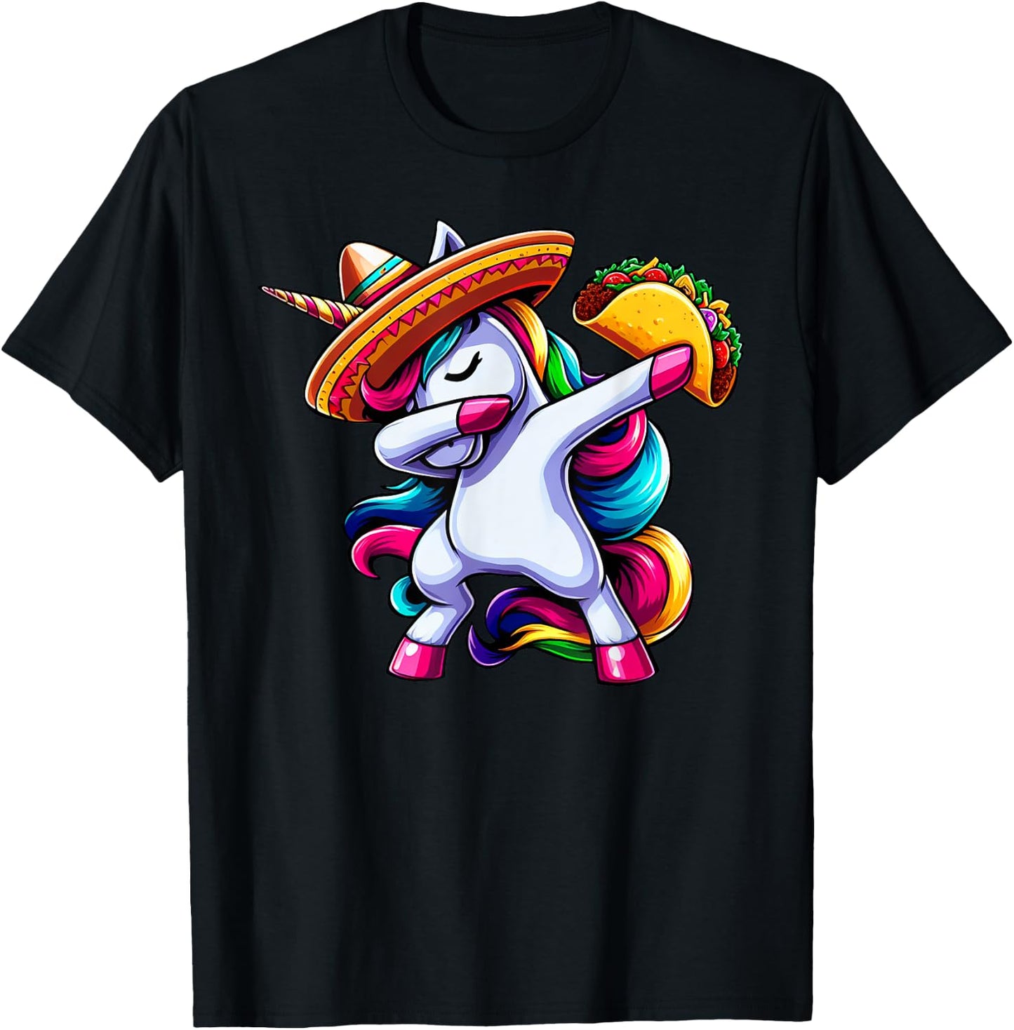 Cinco De Mayo Funny Dabbing Unicorn Sombrero Mexican Kids T-Shirt - T-Shirt | Black