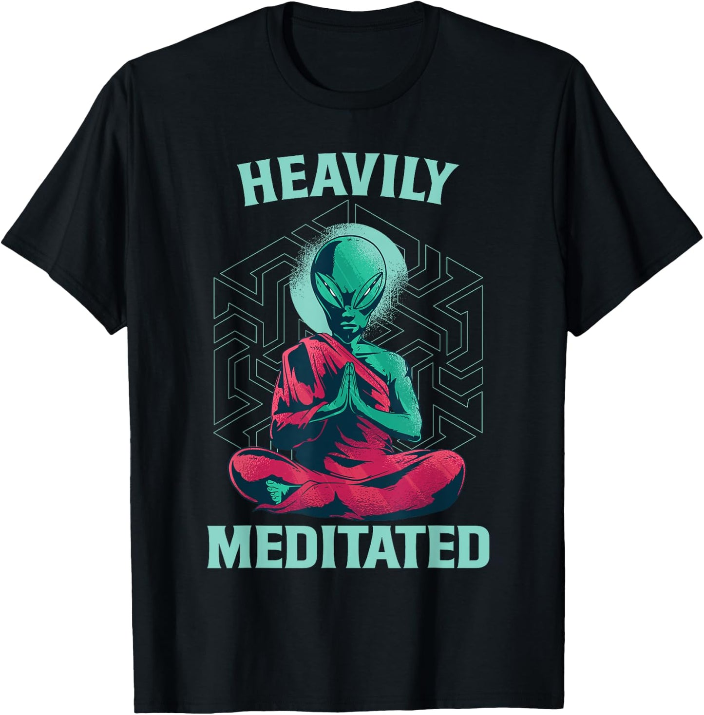 Heavily Meditated Alien Monk Funny Yoga Meditation T-Shirt - T-Shirt | Black