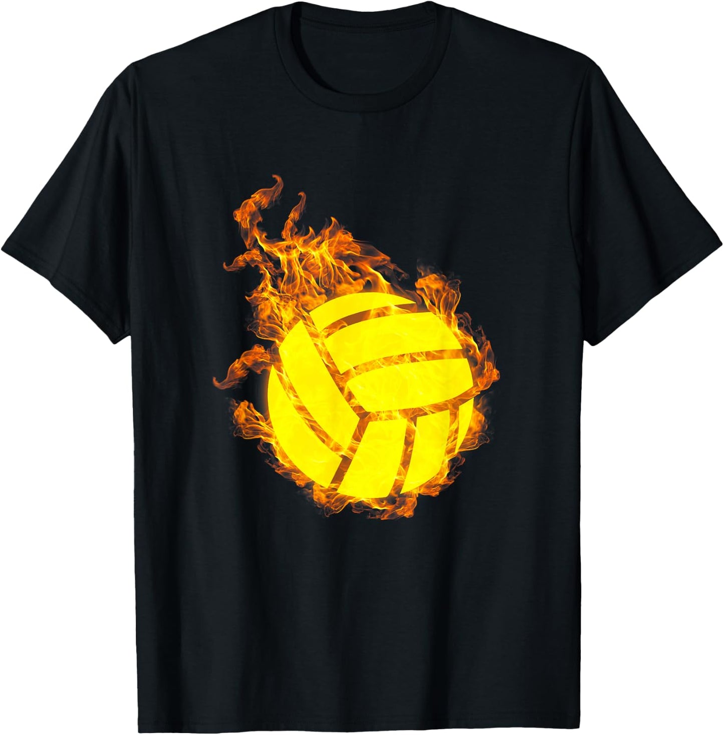 Fire Volleyball Ball Flames Volleyball Player T-Shirt - T-Shirt | Black