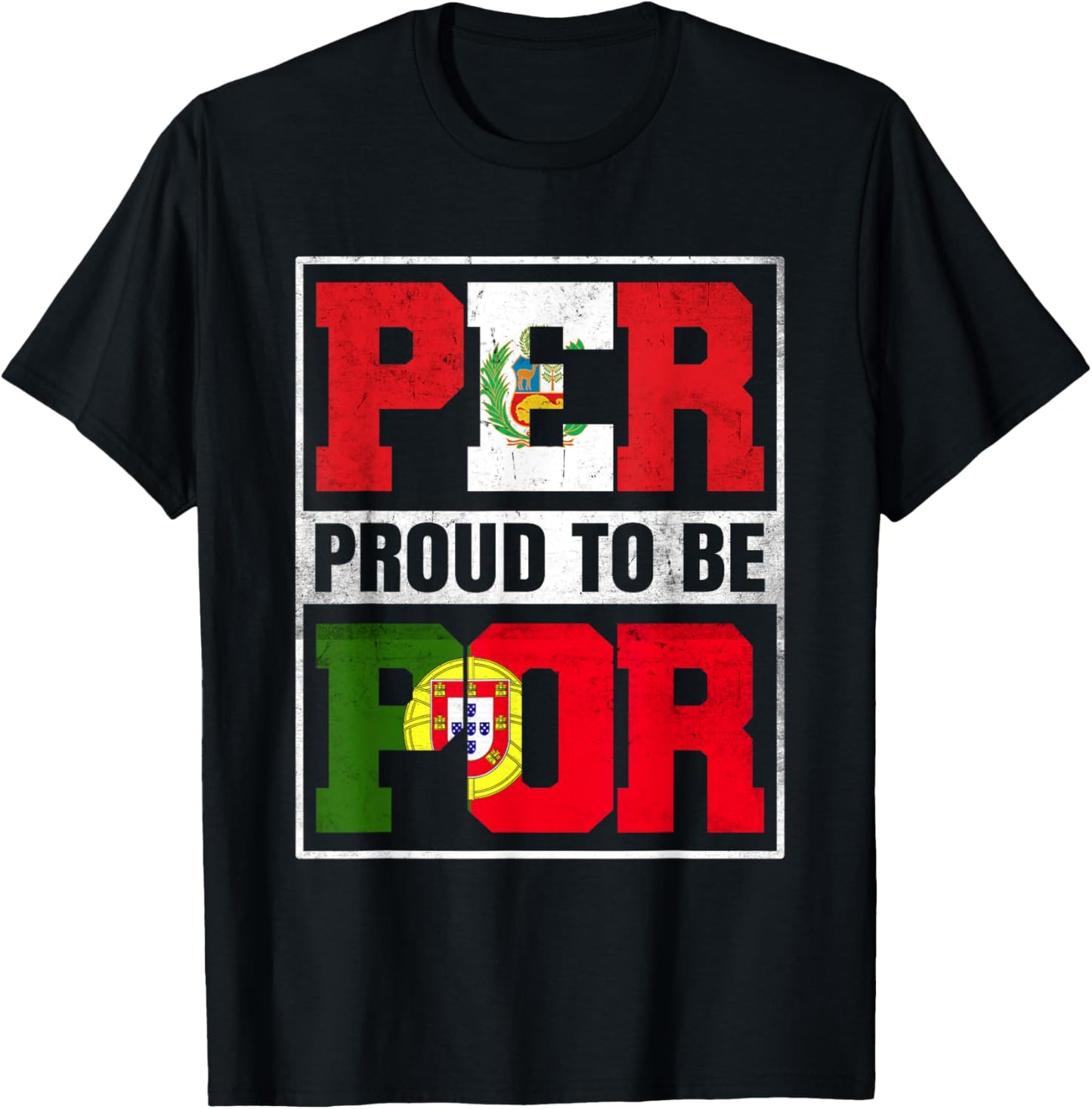 Proud Peruvian Portuguese Mix Peru and Portugal Heritage T-Shirt - T-Shirt | Black