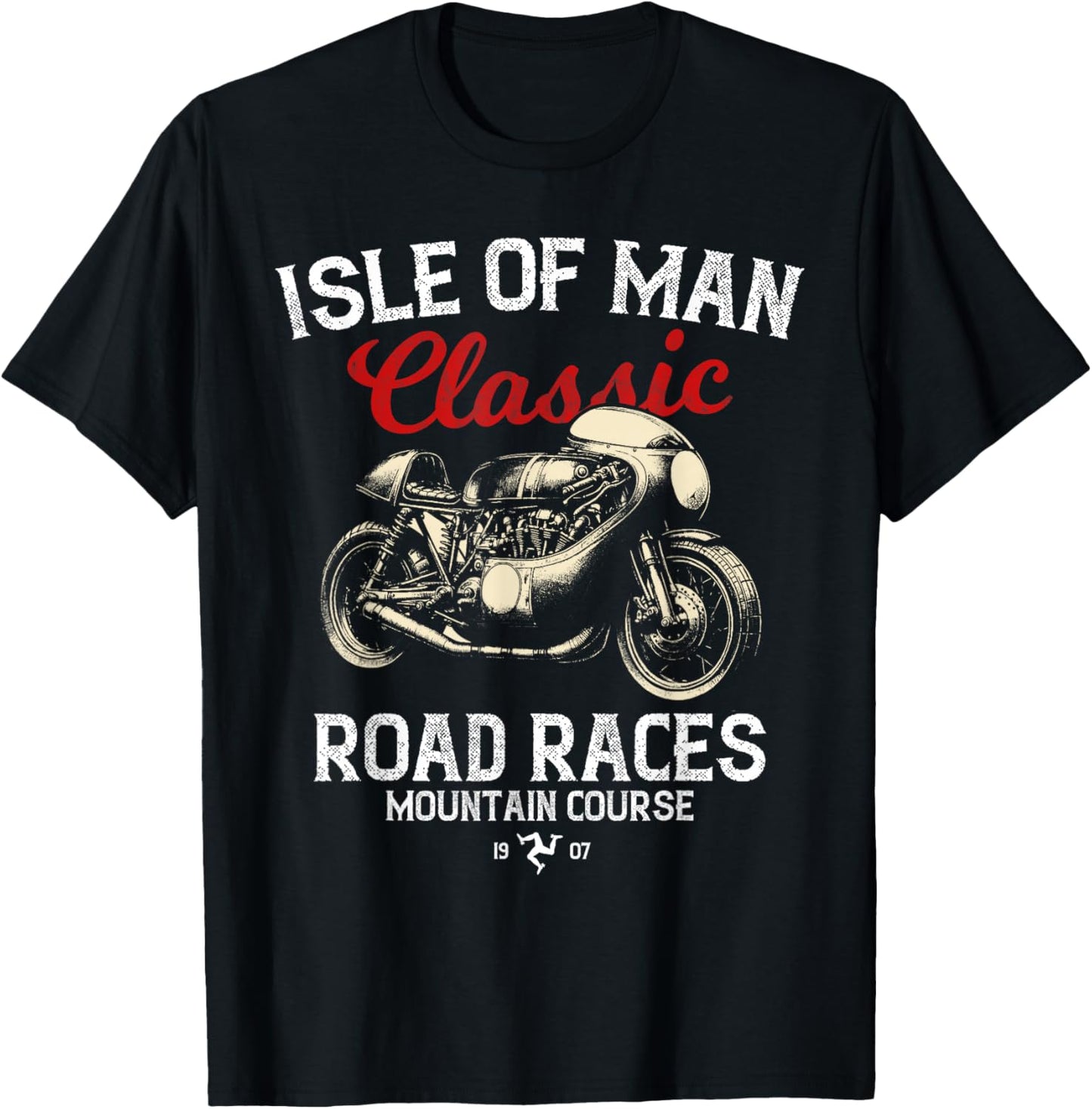 Retro Isle of Man TT Races Vintage Motorbike Race T-Shirt - T-Shirt | Black