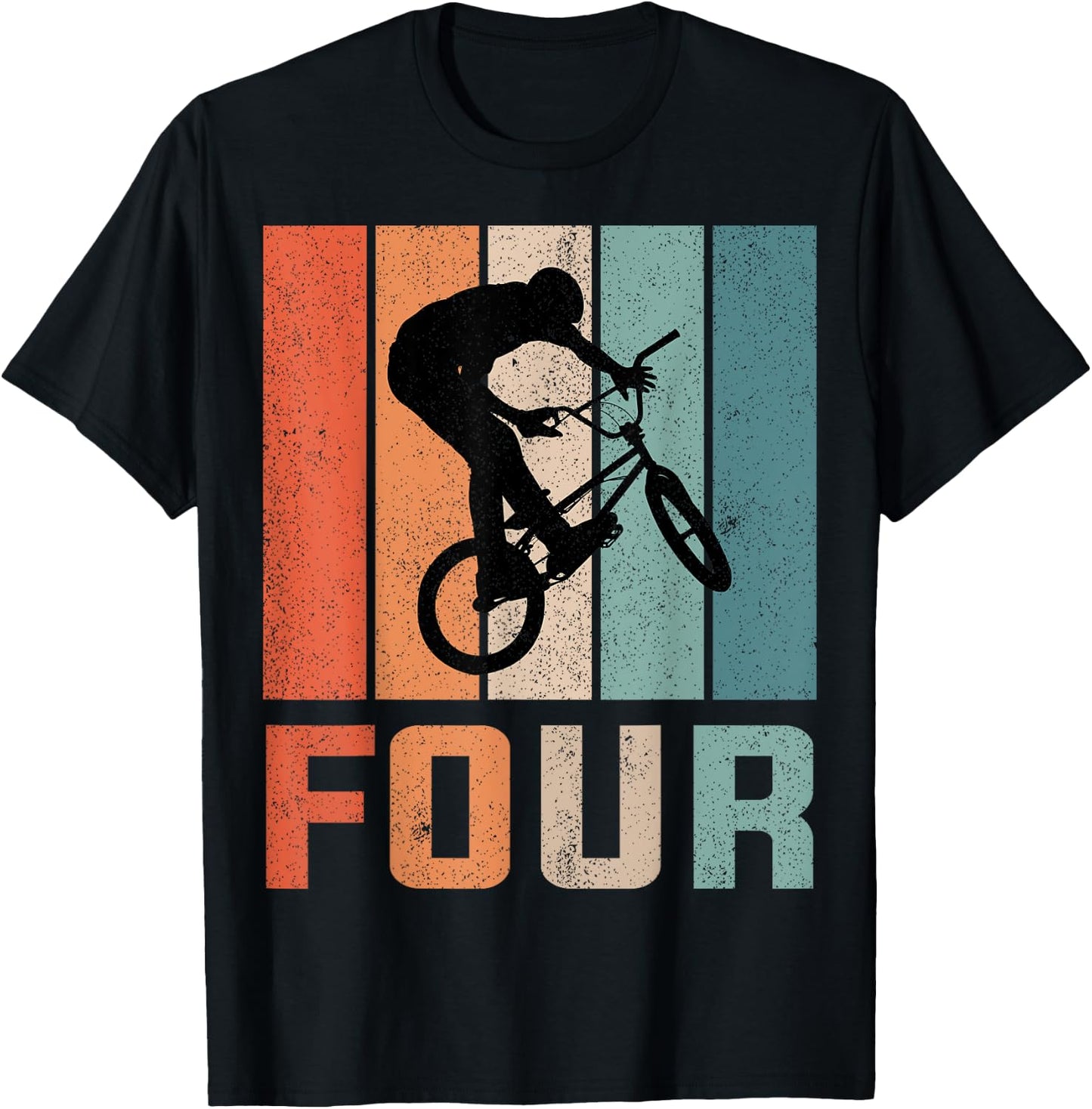 4th Birthday Retro BMX Bicycle Bike Boys Kids 4 Years Old T-Shirt - T-Shirt | Black