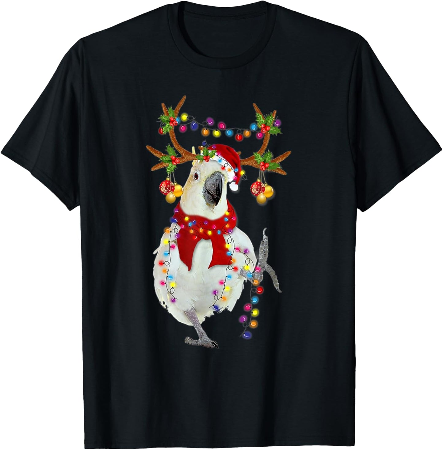 Cockatoo Gorgeous Reindeer Christmas Tree Light Xmas T-Shirt - T-Shirt | Black