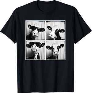 Cow Wearing Sunglasses Photo Farmyard Funny Farm Animal T-Shirt - T-Shirt | Black