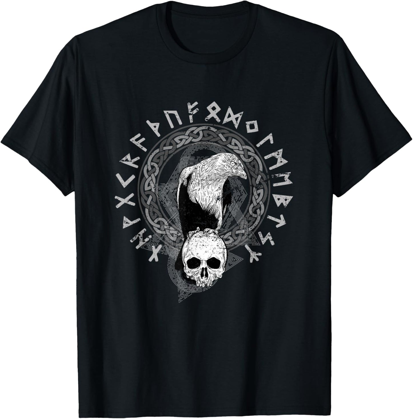 Odin Norse Mythology Raven Viking Skull Gift Viking T-Shirt - T-Shirt | Black