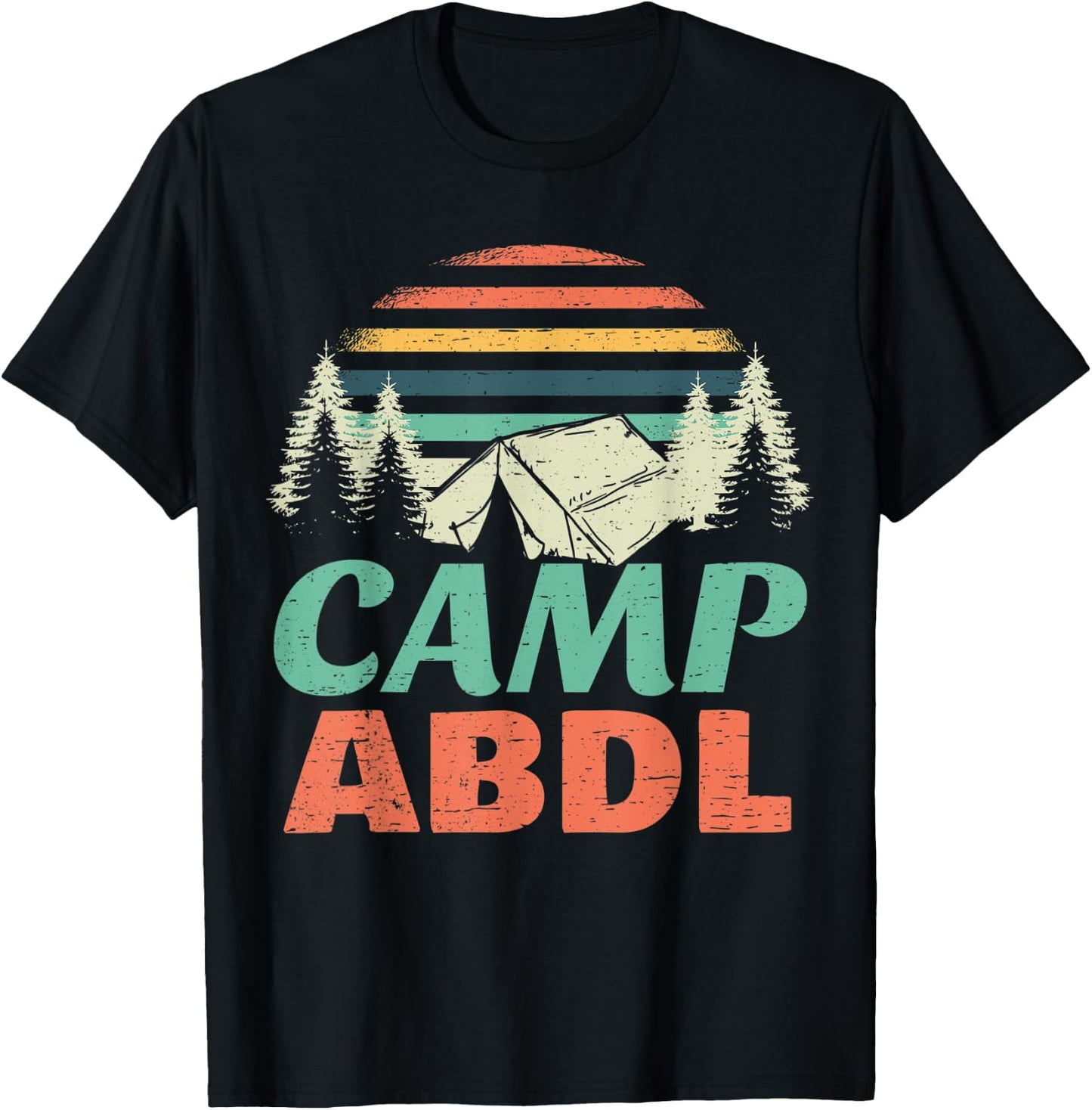 Retro Camp ABDL Vintage Style Camper Discreet Design AB DL T-Shirt - T-Shirt | Black