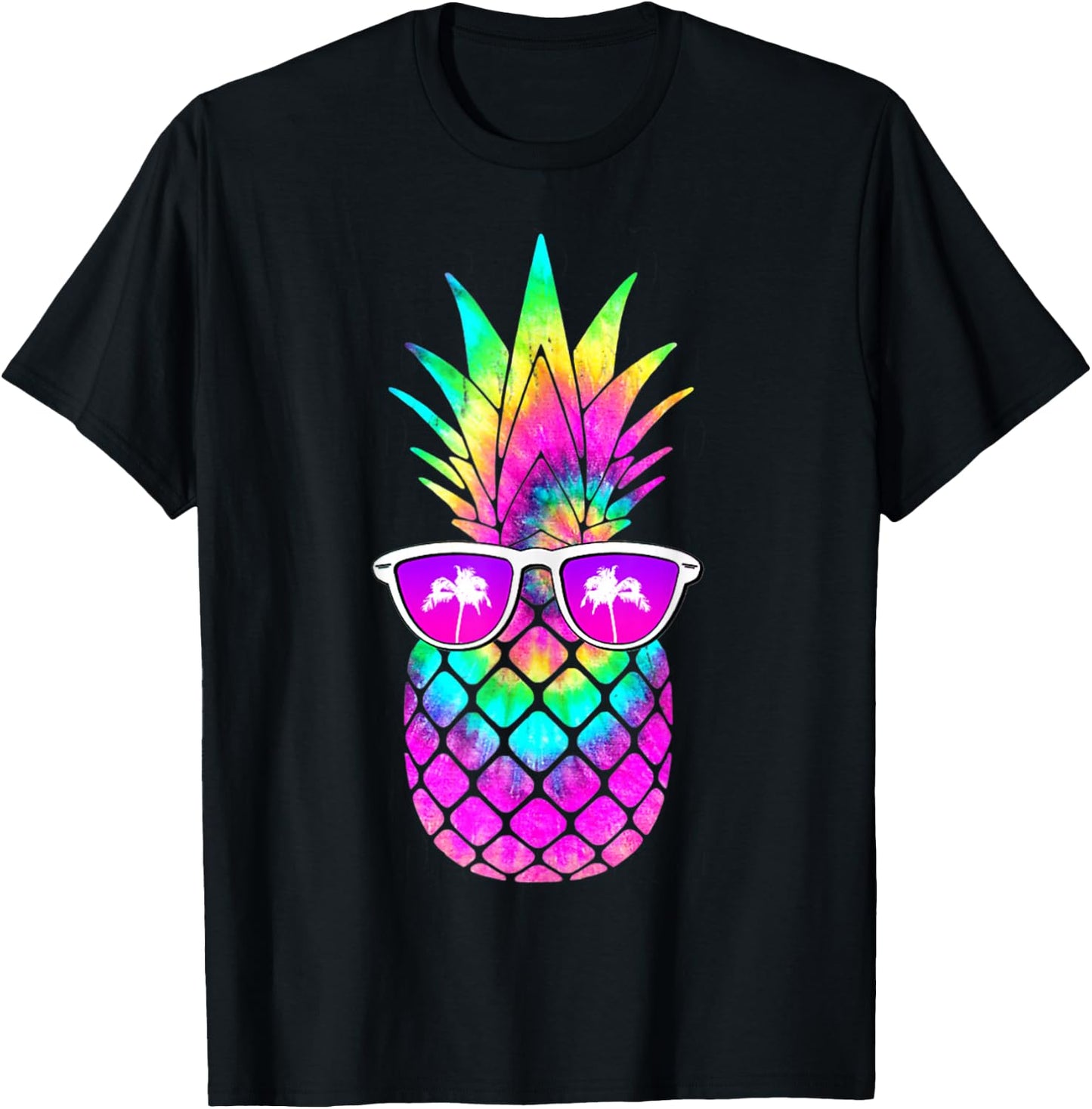 Summer Tie Dye Pineapple Sunglasses Tropical Fruit Lover T-Shirt - T-Shirt | Black
