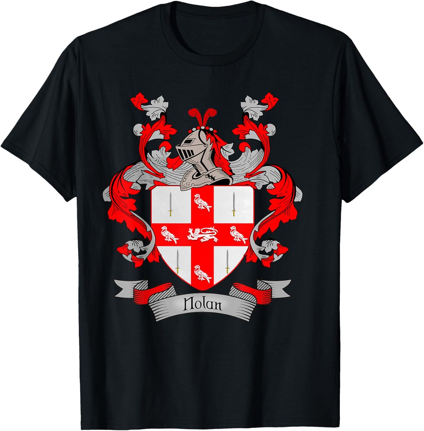 Nolan Coat of Arms | Nolan Surname Family Crest T-Shirt - T-Shirt | Black