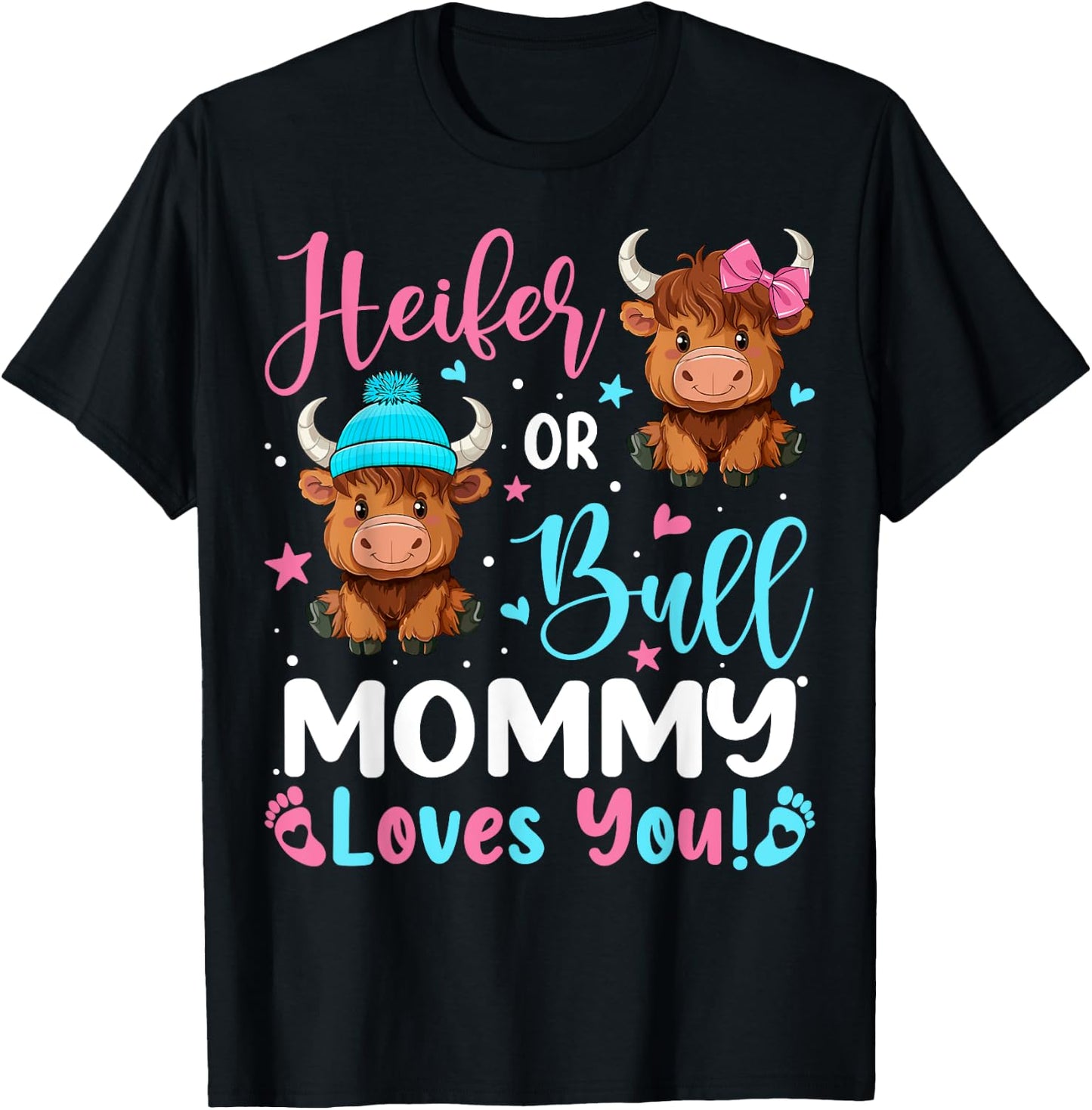 Bull or Heifer Mommy Loves You Highland Cow Lover T-Shirt - T-Shirt | Black