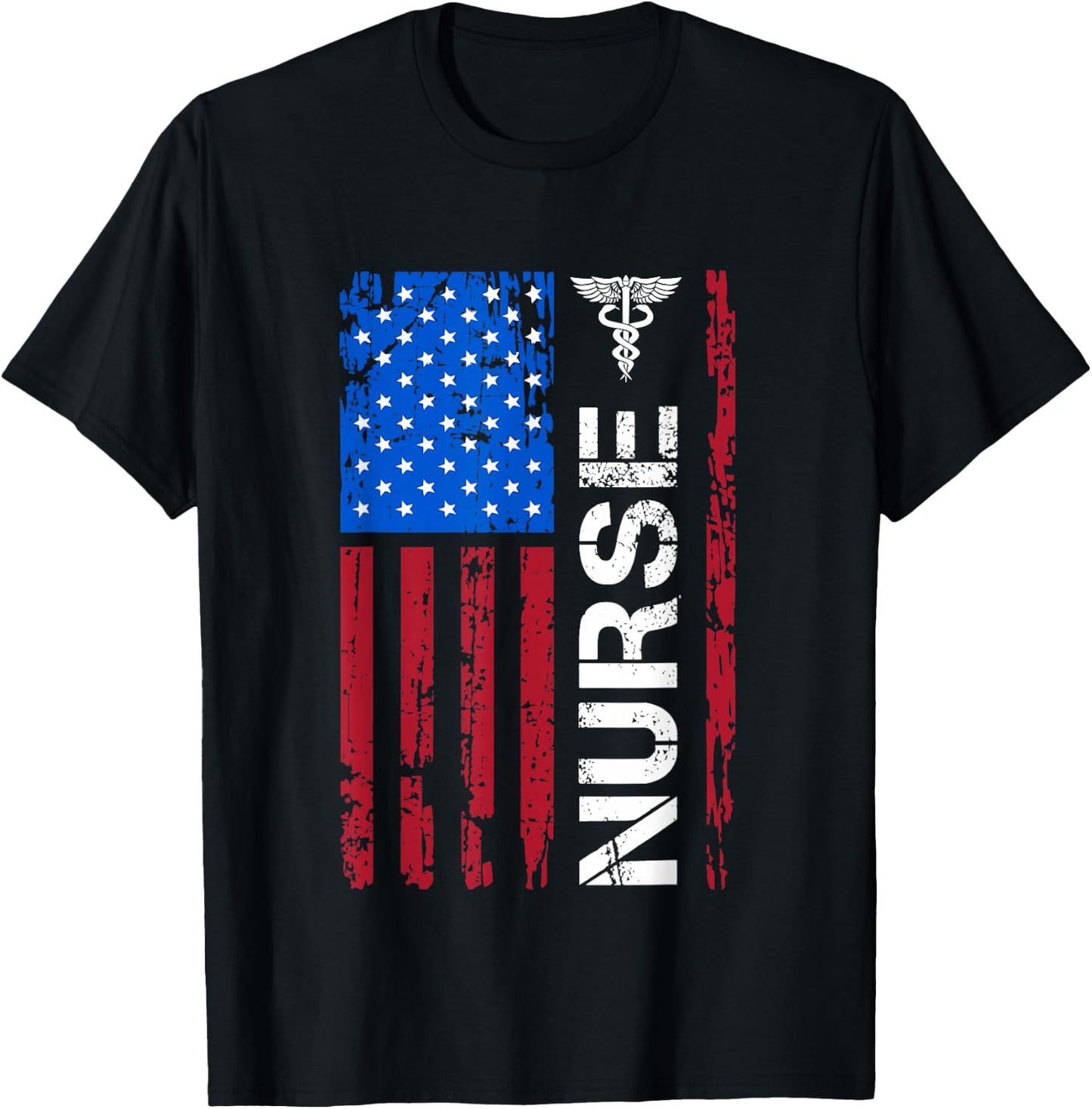 Patriotic Nurse 4th Of July American Flag Independence Day T-Shirt - T-Shirt | Black