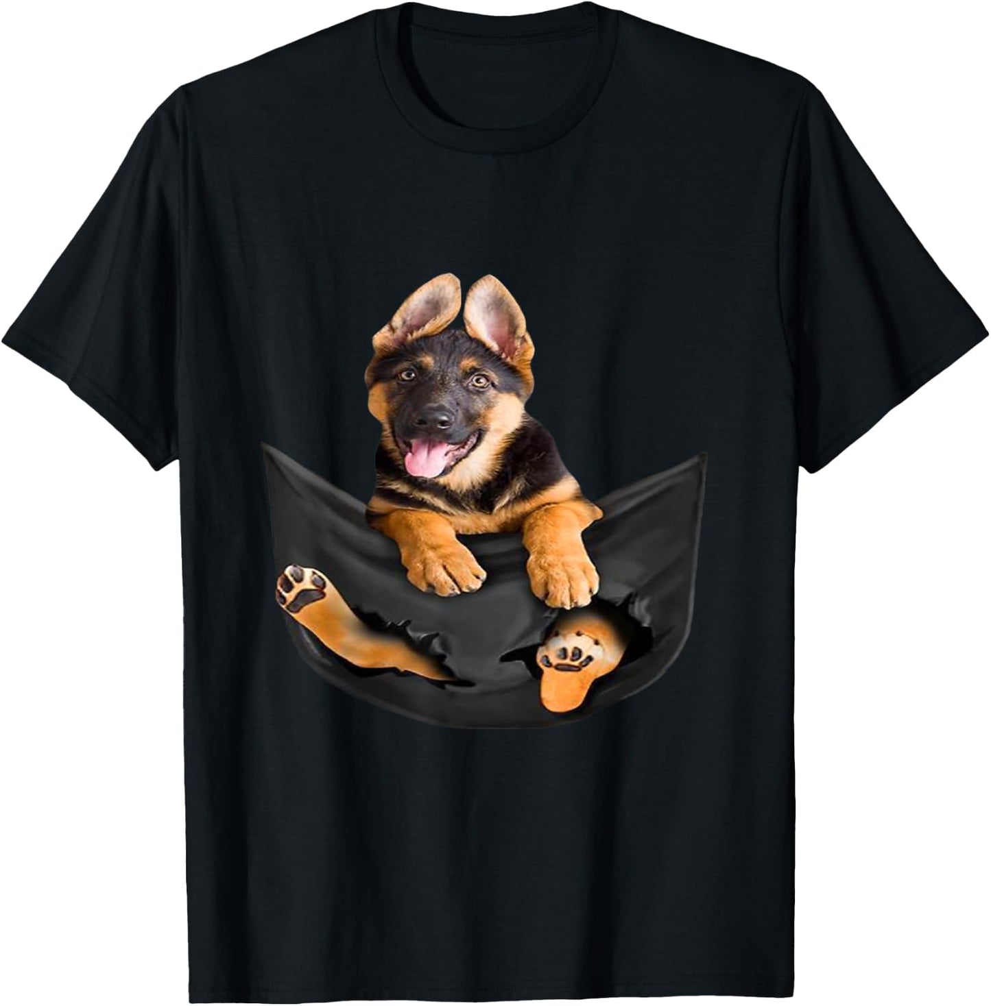 Dog Lovers Gifts German shepherd In Pocket Funny Dog Face T-Shirt - T-Shirt | Black