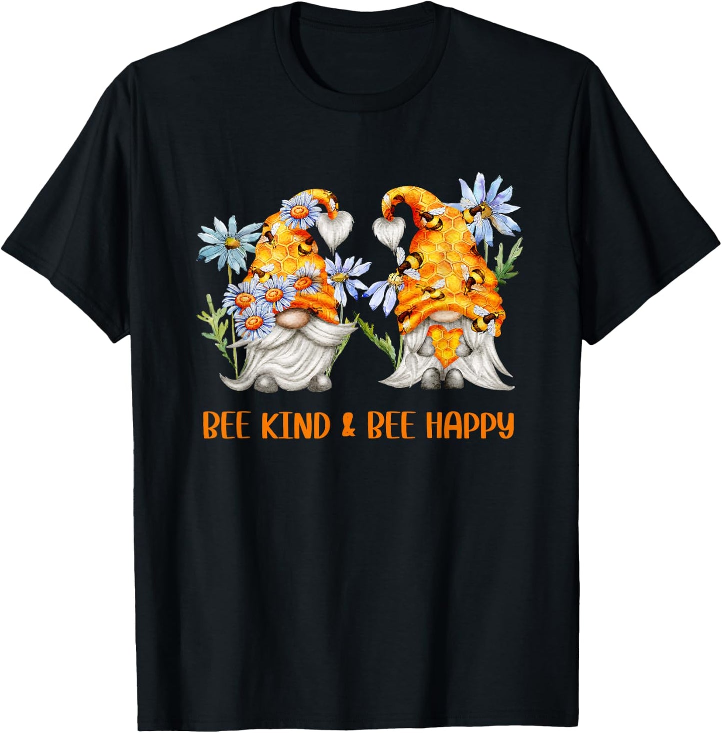 Cute Honey Bee Gnome For Beekeeper Bee Kind And Bee Happy T-Shirt - T-Shirt | Black