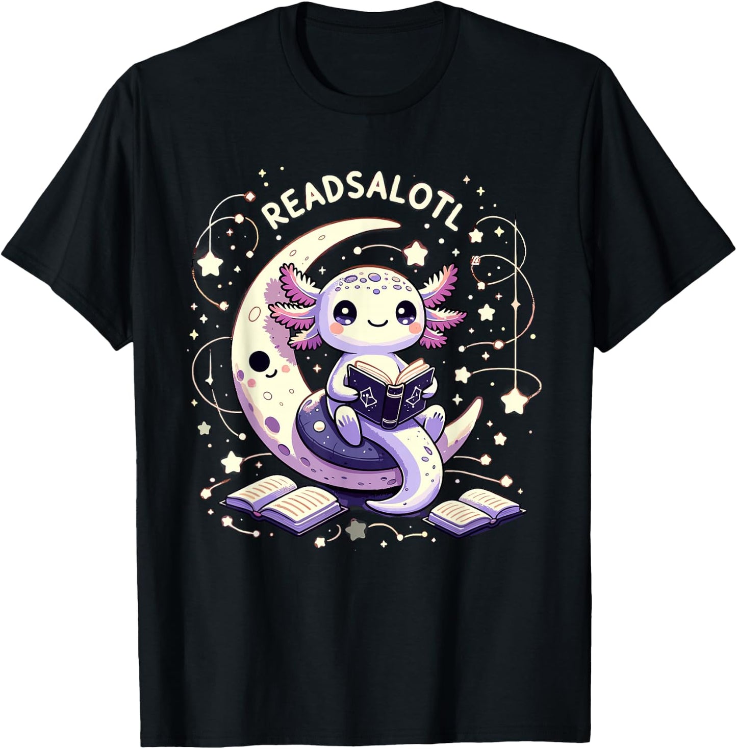 Axolotl Books Readsalotl Reading Bookworm Boys Girls Kids T-Shirt - T-Shirt | Black