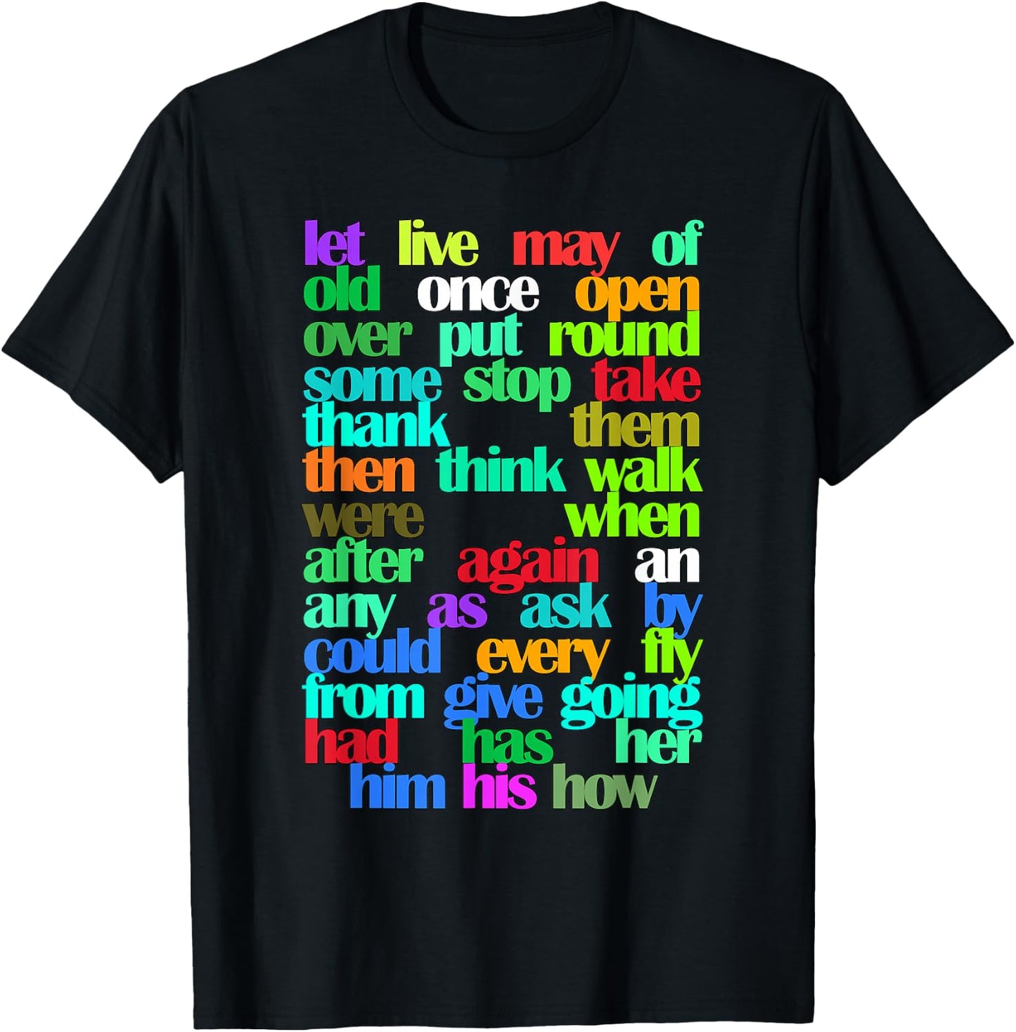 Sight Words First grade Colorful Educational T-Shirt - T-Shirt | Black
