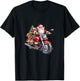 Biker Santa Claus On Motorcycle Funny Christmas Biking T-Shirt - T-Shirt | Black
