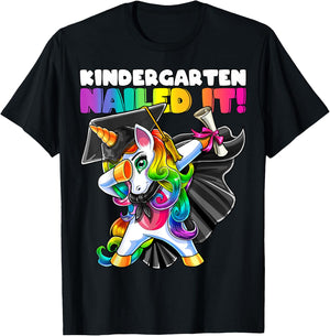 Dabbing Unicorn Kindergarten Graduation Cap Gown Gift Girls T-Shirt - T-Shirt | Black