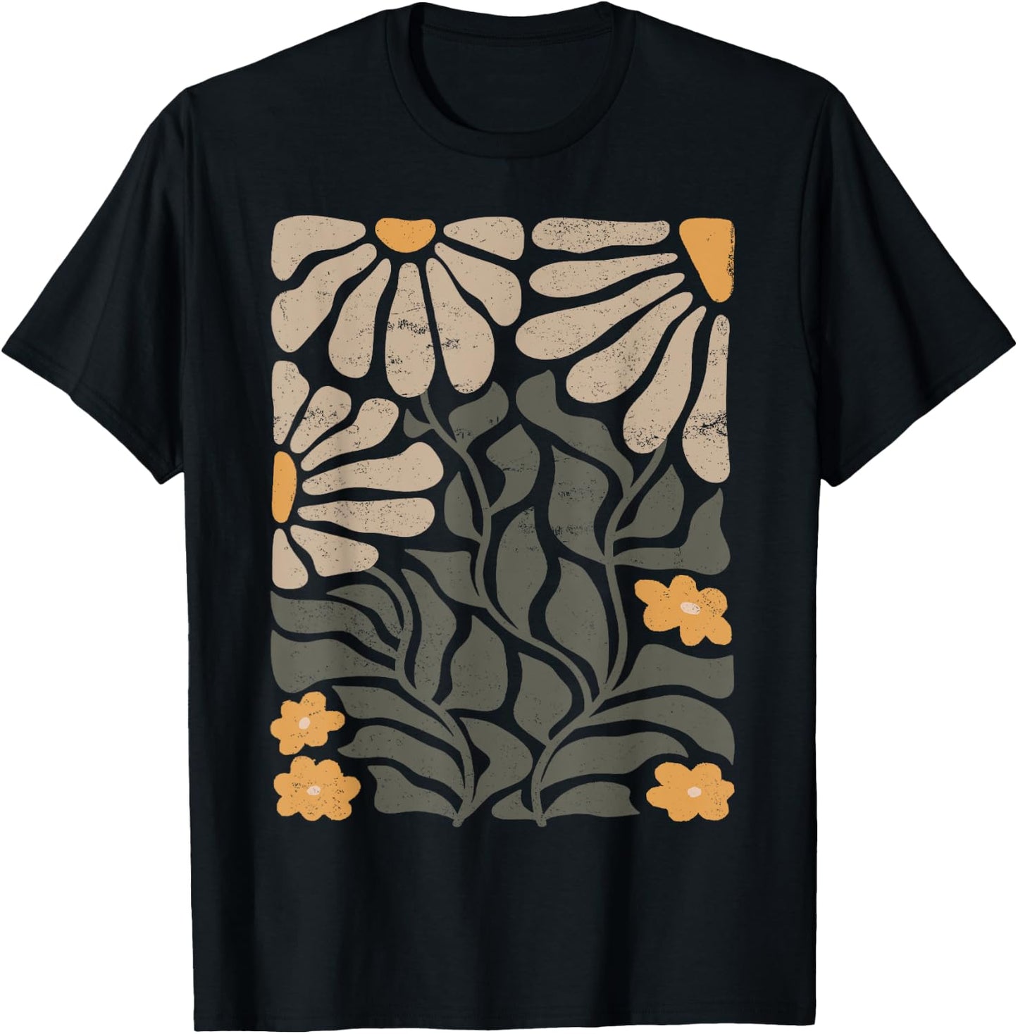 Boho Wildflower Vintage Retro Graphic Design Spring/Summer Men Women Kids T-Shirt - T-Shirt | Black