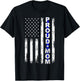 Proud Police Mom Thin Blue Line American Flag Police Support T-Shirt - T-Shirt | Black