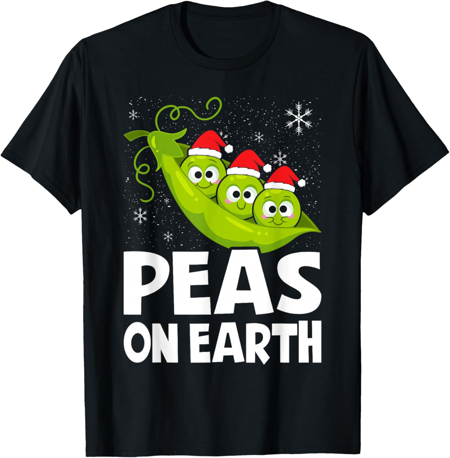 Christmas Pun Lover Peas on Earth World Peace Vegan T-Shirt - T-Shirt | Black