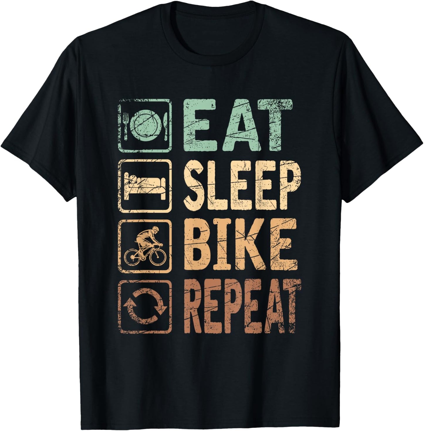 Eat Sleep Bike Repeat Bicycle T-Shirt - T-Shirt | Black