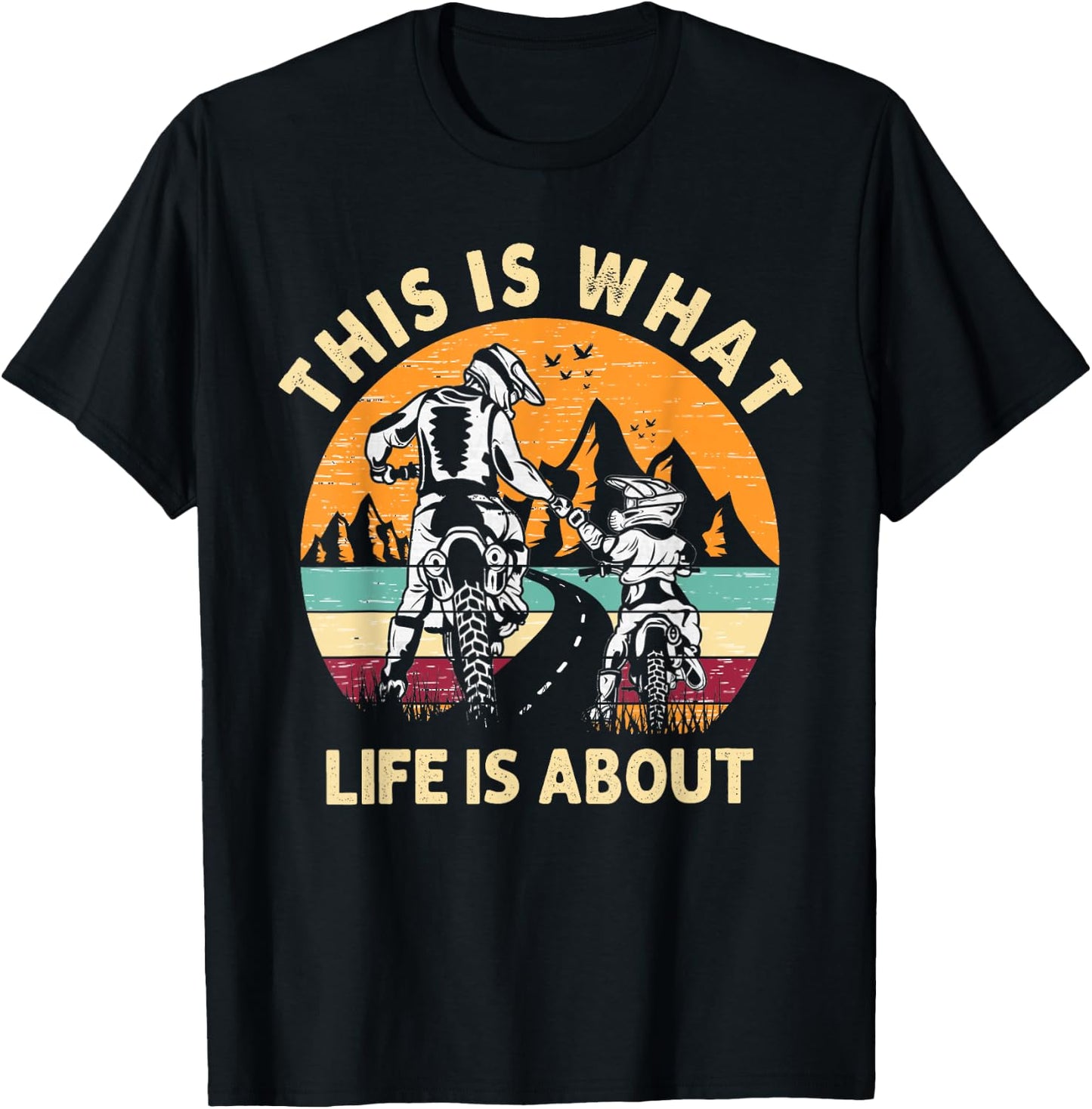 Motocross Dirt Bike Dad Motorcycle Biker Father Kids Son T-Shirt - T-Shirt | Black