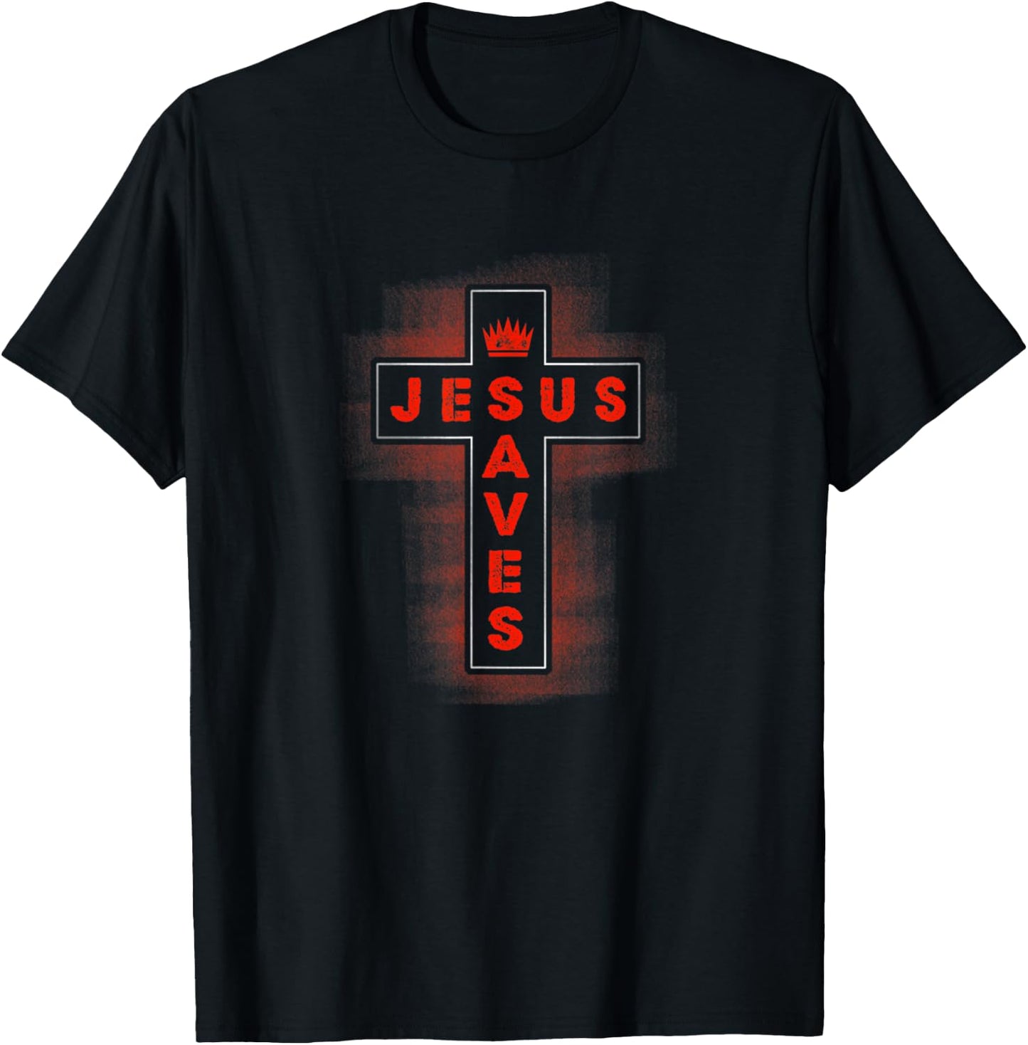 Jesus Saves Cross Crown T-Shirt - T-Shirt | Black