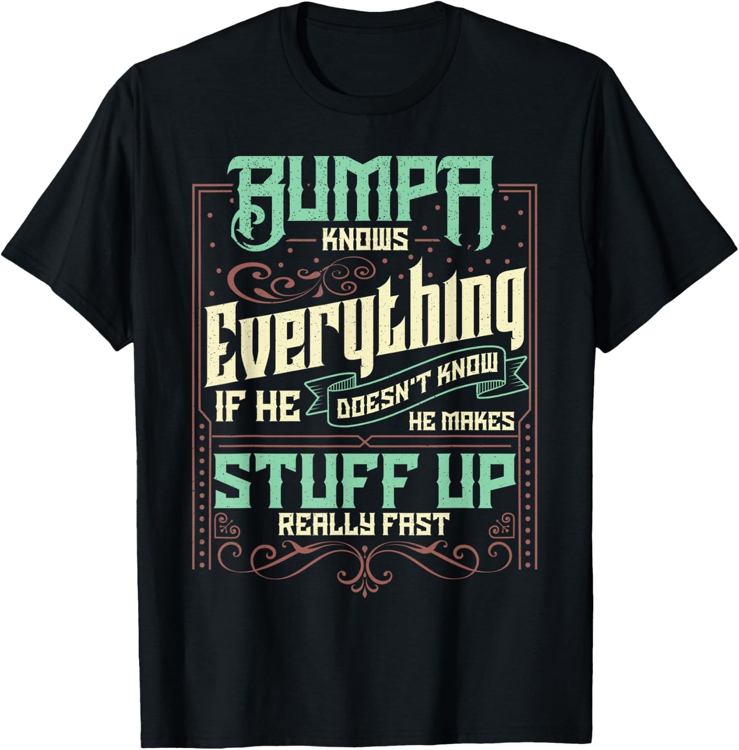 Bumpa Knows Everything Funny Bumpa Fathers Day Gifts T-Shirt - T-Shirt | Black