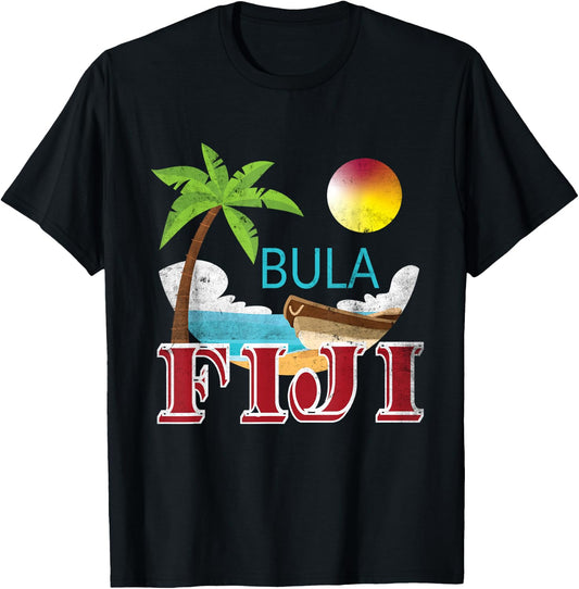 Tourist and Native Fiji Bula Vintage Grunge Vacation Shirt T-Shirt - T-Shirt | Black