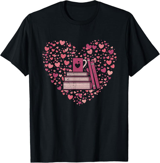 Book Heart Book Reader Gift Bookworm Nerd Love Reading T-Shirt - T-Shirt | Black