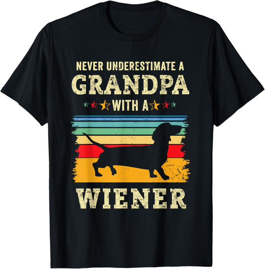 Funny Wiener Dog Grandpa Humor Dachshund Grandfather Doxie T-Shirt - T-Shirt | Black