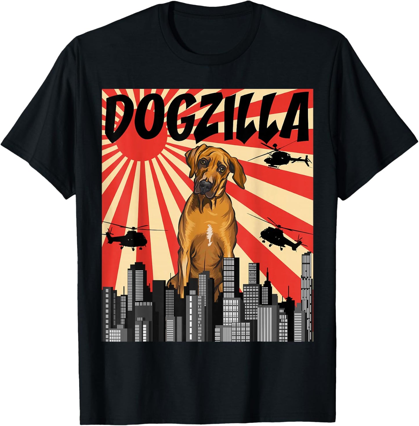 Funny Retro Japanese Dogzilla Rhodesian Ridgeback T-Shirt - T-Shirt | Black