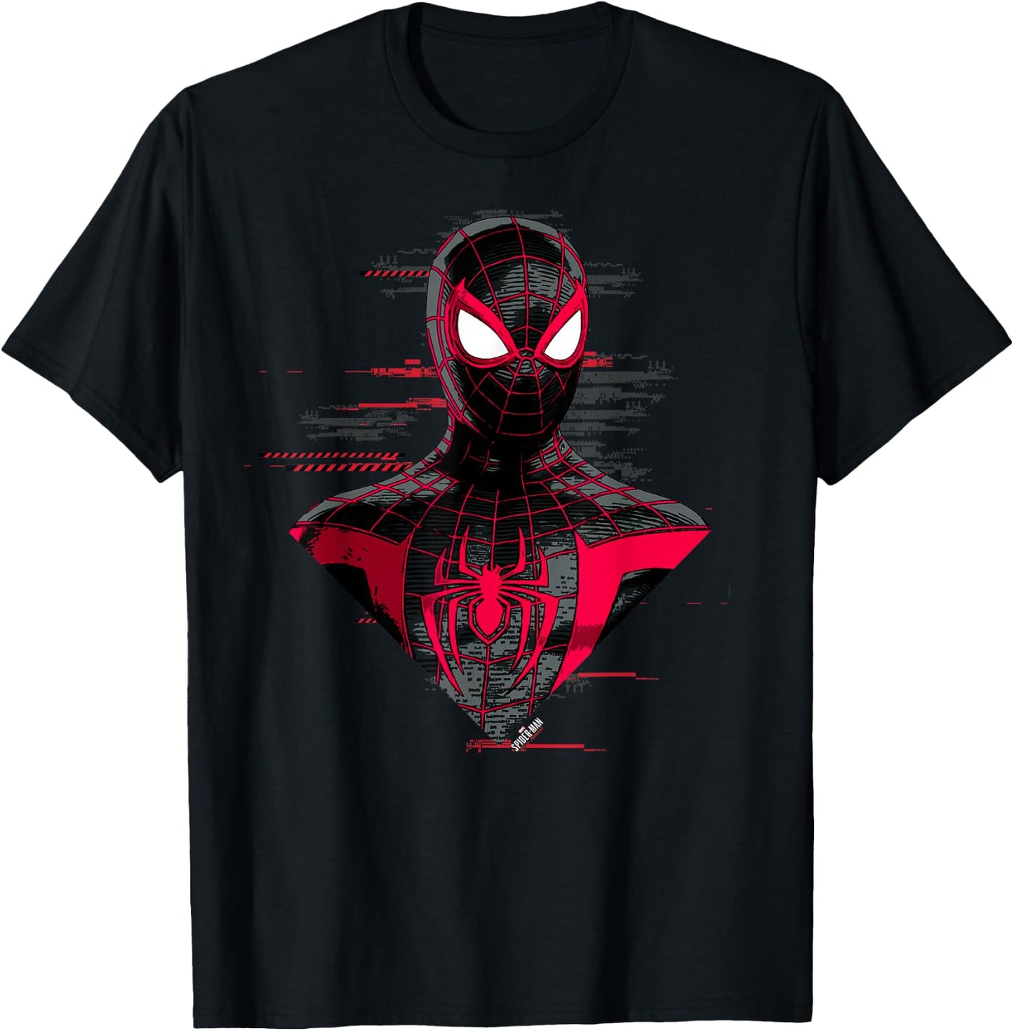 Marvel Spider-Man: Miles Morales Glitch Big Face T-Shirt - T-Shirt | Black