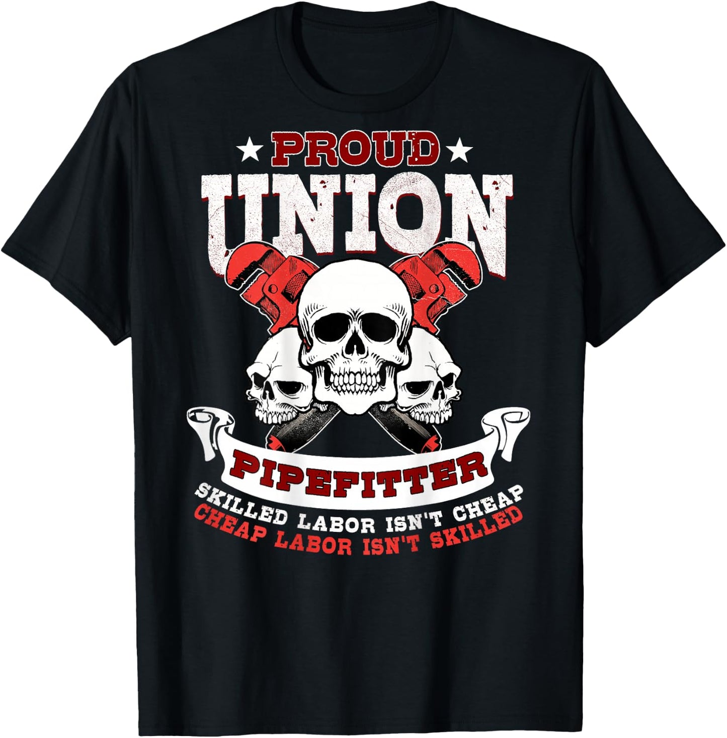 Pipefitter Plumber Steamfitter Image On Back Of Shirt T-Shirt - T-Shirt | Black
