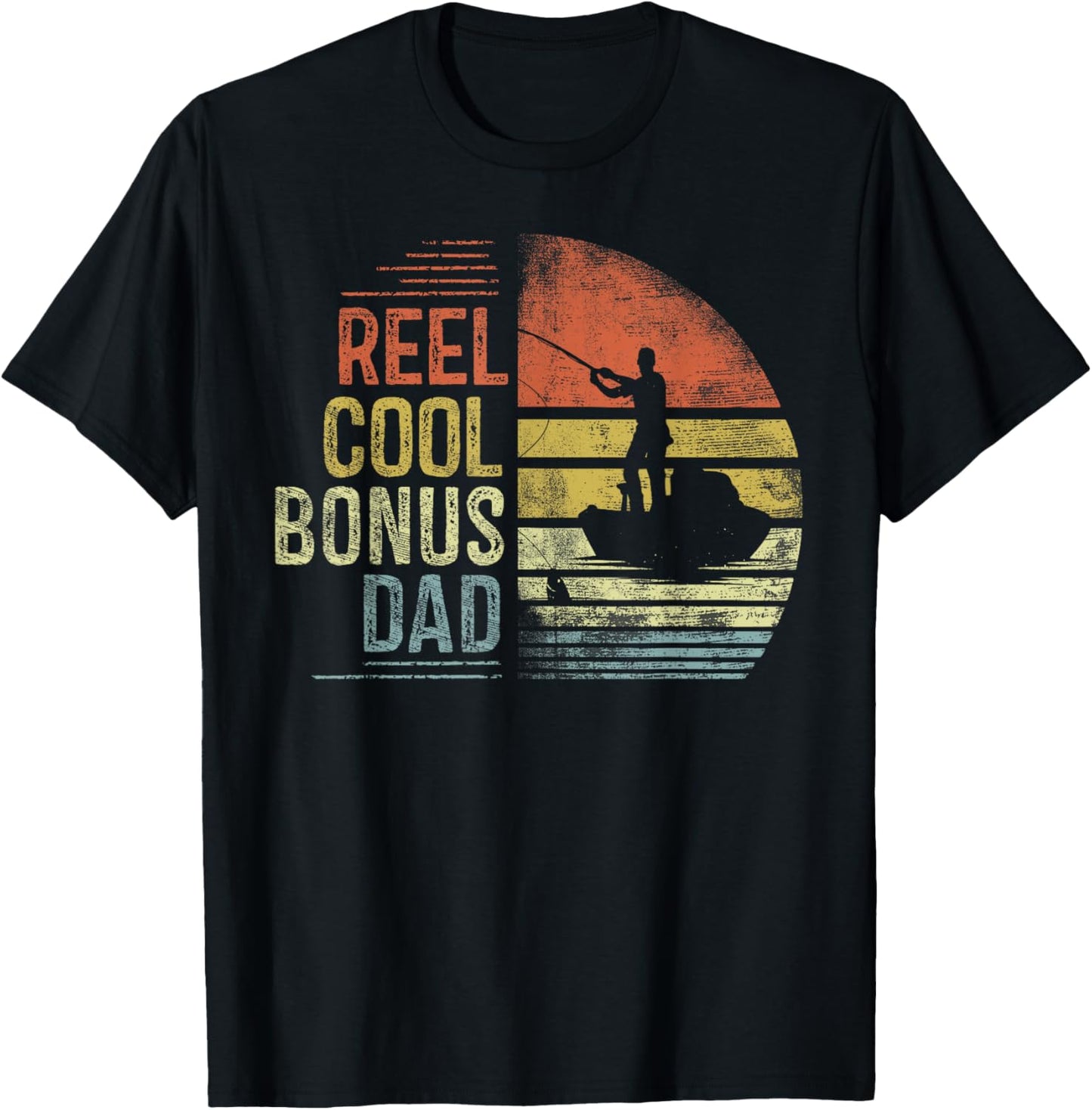 Reel Cool Bonus Dad Fishing Gifts Bonus Dad Birthday Vintage T-Shirt - T-Shirt | Black