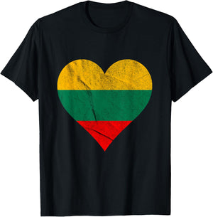 Lithuanian Heart Lithuanian Flag Lithuanian Roots T-Shirt - T-Shirt | Black